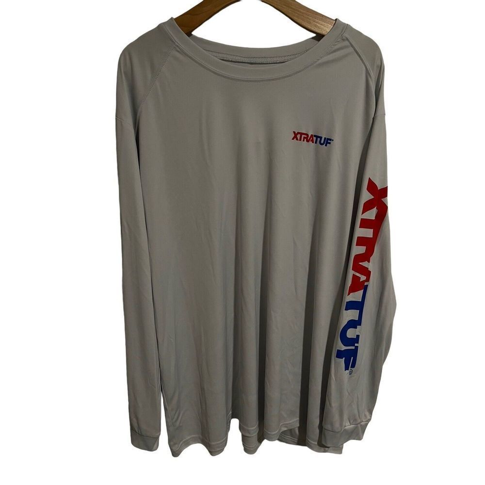 XTRATUF T Shirt Tee Long Sleeve Mens L Large Gray Moisture Wicking Size 2XL NEW